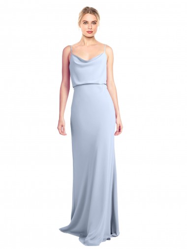 Discount Feminine Cowl Neck Slim Floor Length Stretch Formal Crepe Bridesmaid Dress / Prom Dress