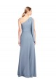 Discount Draped Flutter Sleeves One Shoulder Stretch Formal Crepe Bridesmaid Dress / Prom Dress