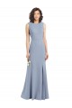 Discount Boat Neckline and Sleek Fit and Flare Crepe Bridesmaid Dress with Keyhole Back