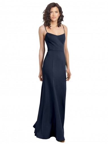 Discount Fit and Flare Scoop Neck Long Sleeveless Stretch Formal Crepe Bridesmaid Dress / Prom Dress