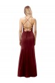 Discount Fit and Flare Halter Neckline Stretch Formal Crepe Bridesmaid Dress / Prom Dress with Strappy Back