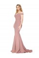 Discount Off the Shoulder Sweetheart Long Sweep Train Formal Crepe Bridesmaid Dress / Prom Dress
