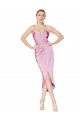Discount High Neck Spaghetti Straps Short Formal Cocktail Crepe Bridesmaid Dress / Prom Dress