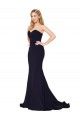 Discount Sweetheart High Neck Sweep Train Sleeveless Formal Crepe Bridesmaid Dress / Prom Dress