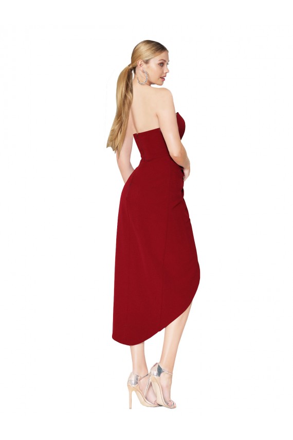 Discount Cocktail Length Sweetheart Mermaid Wrap Formal Crepe Bridesmaid Dress / Prom Dress