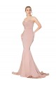 Discount Sweep Train Sweetheart Long Mermaid Formal Crepe Bridesmaid Dress / Prom Dress Low Back
