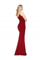 Discount Spaghetti Straps V-Neck Long Formal Crepe Dress with High Slit