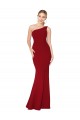 Discount One Shoulder Long High Neck Sleeveless Mermaid Formal Crepe Bridesmaid Dress / Prom Dress