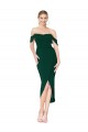 Discount Off the Shoulder Knee Length Formal Crepe Short Cocktail Wrap Bridesmaid Dress / Prom Dress