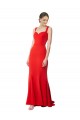 Discount Long Chapel Train Fishtail Maxi Formal Crepe Bridesmaid Dress / Prom Dress with Sweetheart Neckline