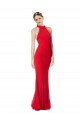 Discount Halter Neck Keyhole Back Sleeveless Formal Crepe Maxi Bridesmaid Dress / Prom Dress