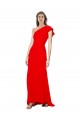 Discount High Neck Ruffle Frill One Shoulder Maxi Formal Crepe Bridesmaid Dress / Prom Dress