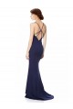 Discount Fishtail High Neck Maxi Formal Crepe Bridesmiad Dress with Strappy Back Detail