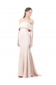 Discount Mermaid Bardot Maxi Formal Crepe Bridesmiad Dress with Fishtail Train