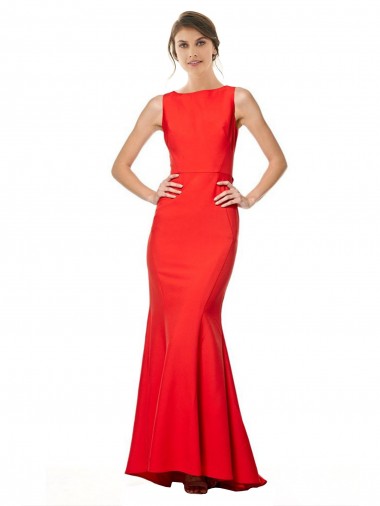 Discount High Neck Maxi Formal Crepe Bridesmiad Dress with Exaggerated Back Ruffle