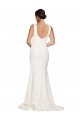 Discount Square Neck Long Sheath Sweep Train Crepe Bridesmaid Dress / Prom Dress 