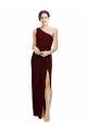 Discount One Shoulder Sheath Formal Crepe Bridesmaid Dress / Prom Dress with High Side Split