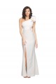 Discount One Shoulder Long Full Length Formal Crepe Bridesmaid Dress / Prom Dress with Ruffles and Side Split