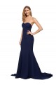Discount Fit and Flare Sweetheart Long Formal Crepe Bridesmaid Dress / Prom Dress with Sweep Train
