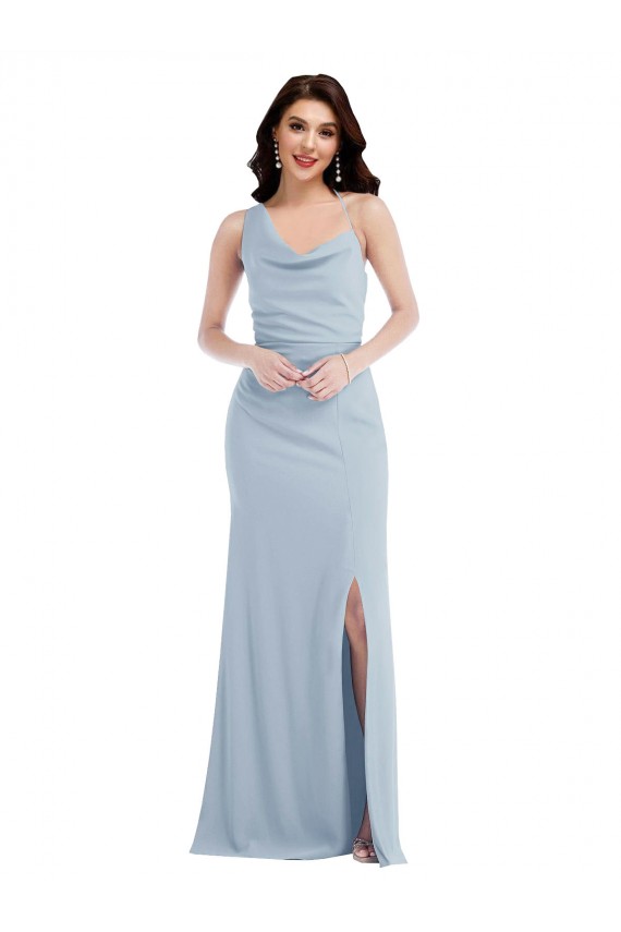 Discount One Shoulder Draped Cowl Neck Maxi Bridesmaid Dress / Prom Dress