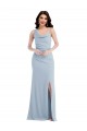Discount One Shoulder Draped Cowl Neck Maxi Bridesmaid Dress / Prom Dress
