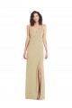 Discount Wide Strap Slash Cutout Empire Formal Crepe Bridesmaid Dress / Prom Dress with Front Slit