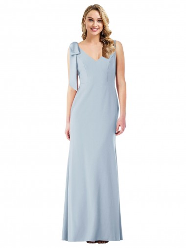 Discount V-Back Bow Shoulder Trumpet Bridesmaid Dress / Prom Dress