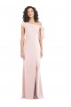 Discount Off the Shoulder Tie Detail Trumpet Formal Crepe Bridesmaid Dress / Prom Dress with Front Slit