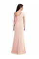 Discount One Shoulder Cap Sleeves Trumpet Formal Crepe Bridesmaid Dress / Prom Dress with Front Slit