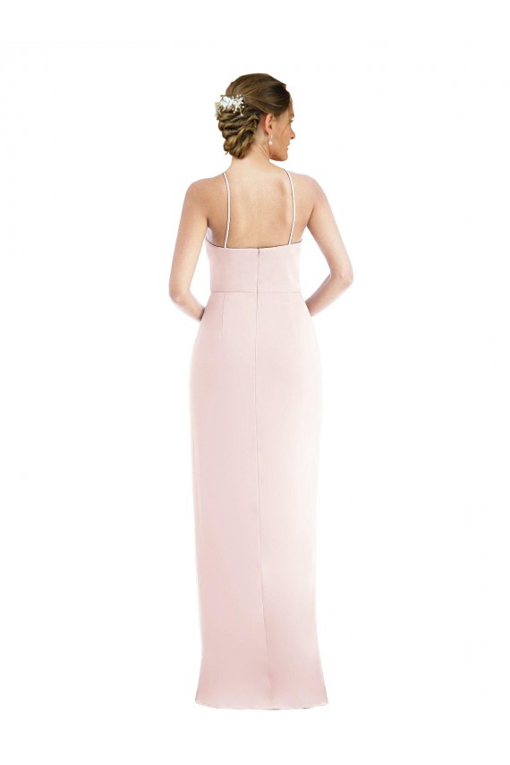 Discount Halter Draped Tulip Skirt Maxi Bridesmaid Dress / Prom Dress