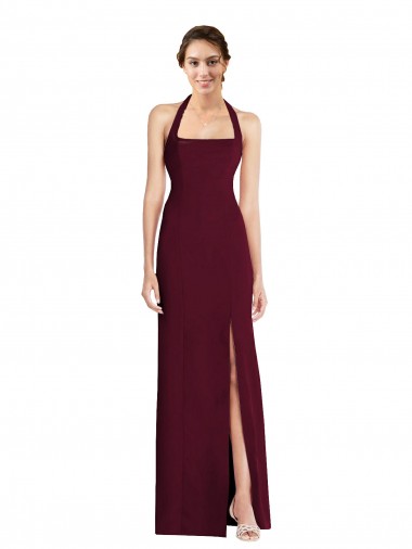 Discount Tie Halter Open Back Trumpet Bridesmaid Dress / Prom Dress