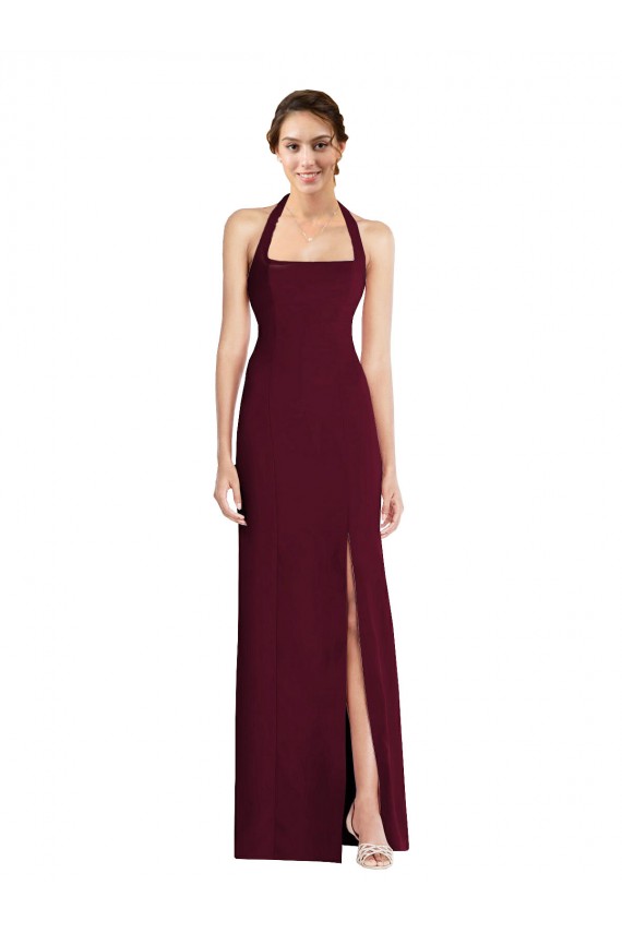 Discount Tie Halter Open Back Trumpet Bridesmaid Dress / Prom Dress
