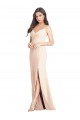 Discount Seamed Bodice Crepe Trumpet Bridesmaid Dress / Prom Dress with Front Slit