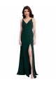 Discount Slim A-Line V-Neck Full Length Formal Crepe Bridesmaid Dress / Prom Dress with Side Slit