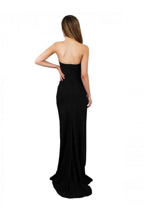 Discount Corset Style Strapless Formal Crepe Bridesmaid Dress / Prom Dress with High Split
