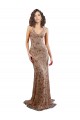 Discount Floral Patterned Backless V-Neckline Sequin Formal Bridesmaid Dress / Prom Dress