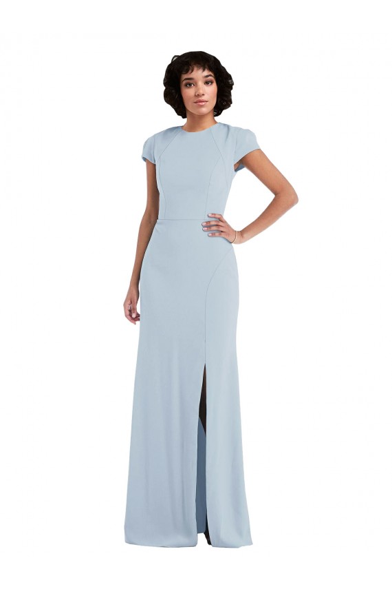 Discount Cap Sleeve Cutout Tie Back Trumpet Bridesmaid Dress