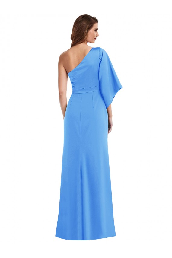 Discount One Shoulder Bell Sleeves Trumpet Bridesmaid Dress / Prom Dress