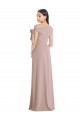 Discount Off the Shoulder Tie Detail Maxi Formal Crepe Bridesmaid Dress / Prom Dress with Front Slit