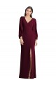 Discount Long Puff Sleeve V-Neck Trumpet Bridesmaid Maxi Dress