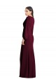 Discount Long Puff Sleeve V-Neck Trumpet Bridesmaid Maxi Dress
