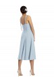 Discount Midi Cocktail Length Bustier Crepe Bridesmaid Dress / Prom Dress with Back Bow Straps