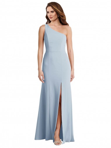 Discount Bold One Shoulder Trumpet Maxi Formal Crepe Bridesmaid Dress / Prom Dress