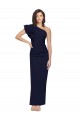 Discount Ruched Floor Length Long Formal Crepe Bridesmaid Dress / Prom Dress with Shoulder Ruffles
