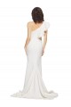 Discount Ruched Long Sweep Train Crepe Bridesmaid Dress / Prom Dress with Shoulder Ruffles