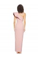 Discount Full Length One Shoulder Formal Crepe Bridesmaid Dress / Prom Dress with Side Leg Split