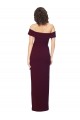 Discount Fitted Full Length Off the Shoulder Formal Crepe Bridesmaid Dress / Prom Dress with Side Split and Waist Tie