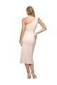 Discount Midi Length One Shoulder Formal Crepe Bridesmaid Dress / Cocktail Prom Dress with Thigh High Side Split