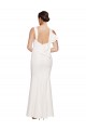 Discount Full Length Square Neck Formal Crepe Bridesmaid Dress / Prom Dress with Asymmetrical Straps and Bow Back