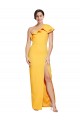 Discount One Shoulder Floor Length Formal Crepe Bridesmaid Dress / Prom Dress with Thigh High Split